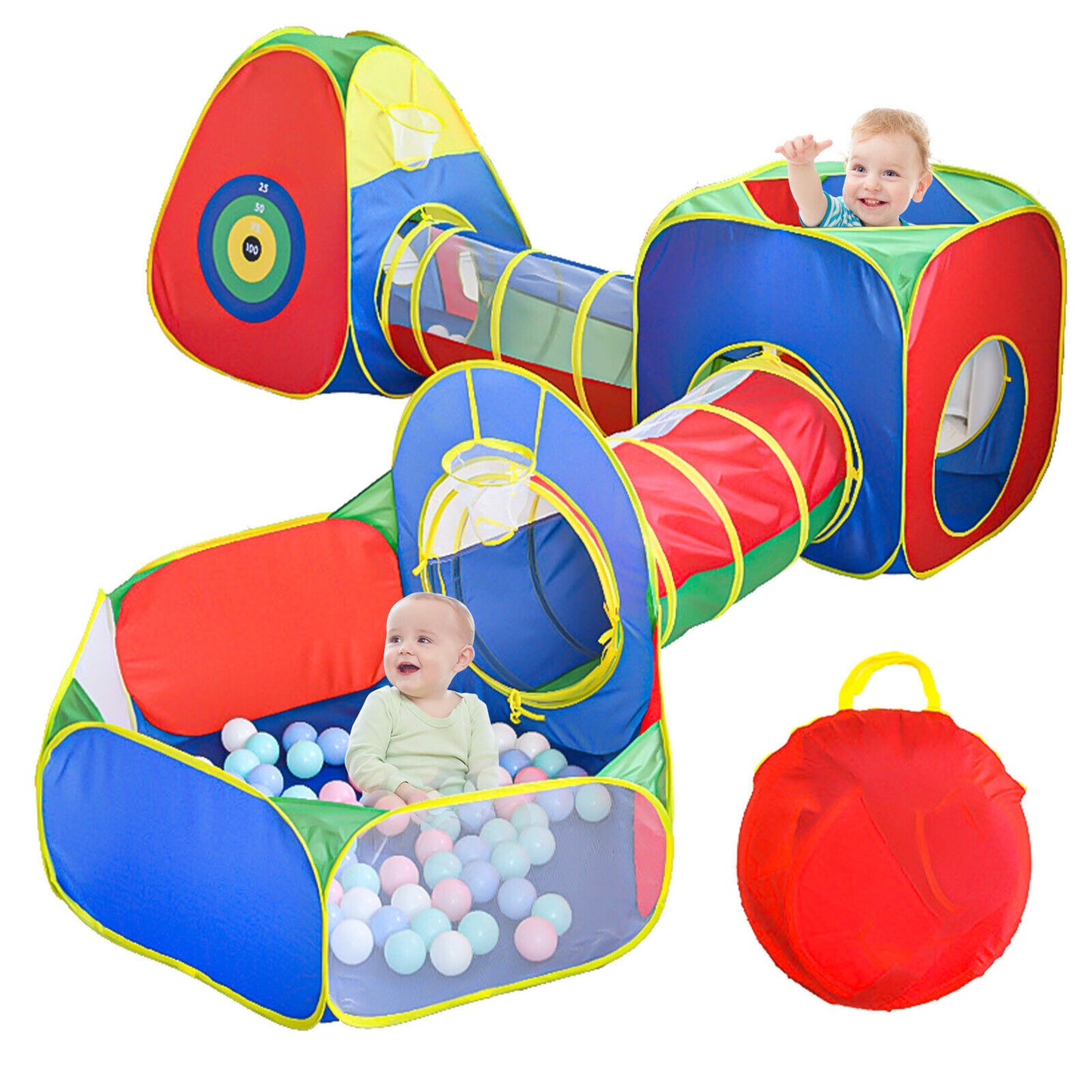 5 In1 Kids Play Tents Up Tunnel Baby Toddler Crawl Pit Playhouse Portable